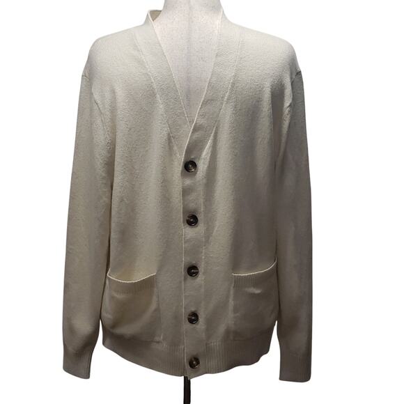Goodfellow Men’s Button Up Sweater Size L Beige Knit Cardigan Casual Layer - Picture 2 of 8